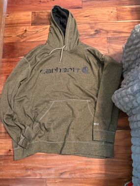 Carhartt Force Hoodie 3XL Olive‎ Green Logo Pullover Sweatshirt Workwear (0981)